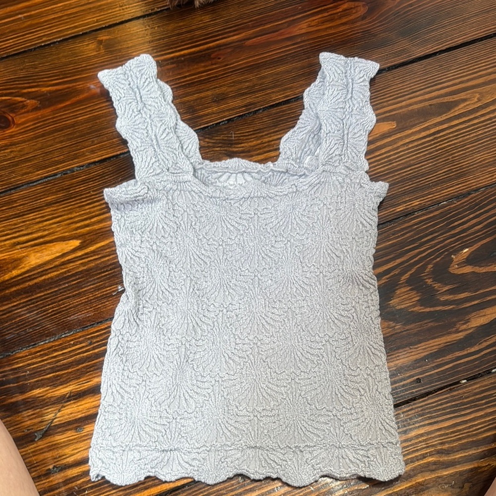 Free People Textured Gray Tank Top